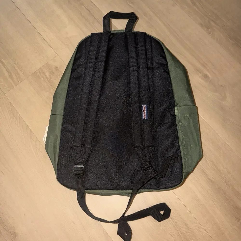 JanSport SuperBreak Plus Backpack Cargo Green Laptop Sleeve NWT